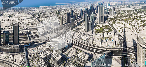 Image of Dubai downtown. East, United Arab Emirates architecture. Aerial 