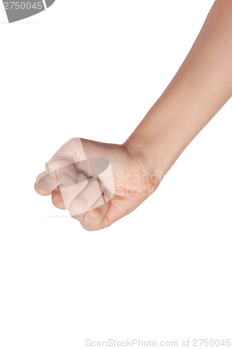 Image of Female hand with a clenched fist isolated