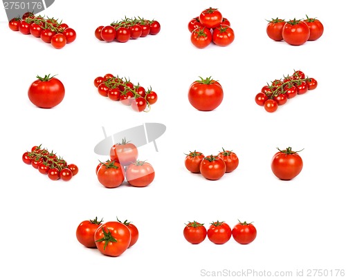 Image of set of tomatoes isolated