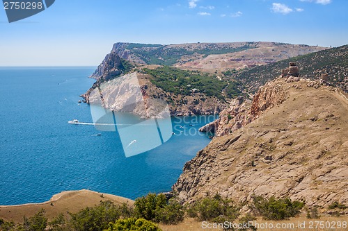 Image of Summer view seacoast. Sudak beach. Black Sea, Ukraine