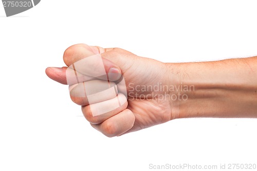 Image of Hand is showing a fig sign isolated on white