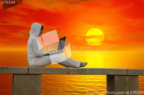 Image of Working at the sunset
