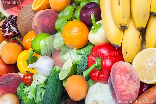 Image of Huge group of fresh vegetables and fruits