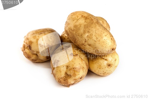 Image of Group of potatoes isolated on white