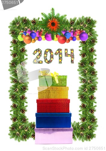 Image of Christmas card with a christmas ornamen 2014