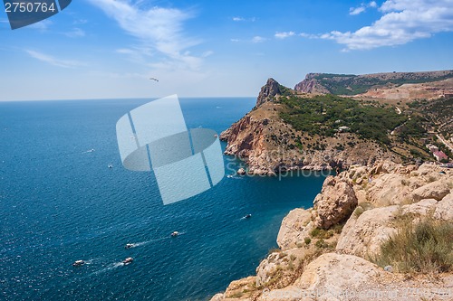 Image of Summer view seacoast. Sudak beach. Black Sea, Ukraine