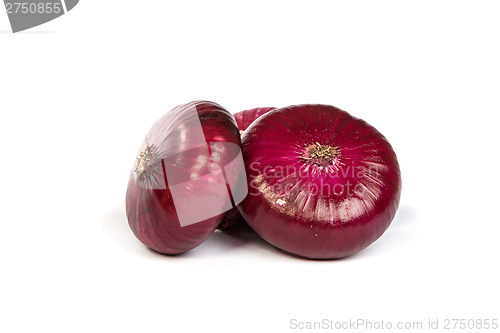 Image of Group of a red onions, isolated on white