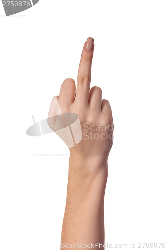 Image of Hand is showing a fig sign isolated on white