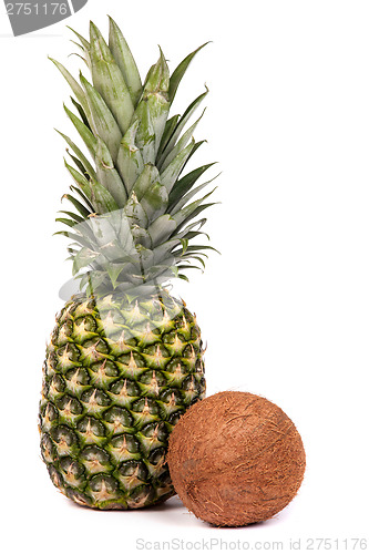 Image of Single pineapple isolated on white