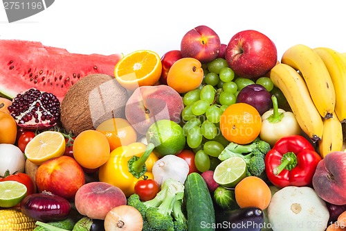 Image of Huge group of fresh vegetables and fruits