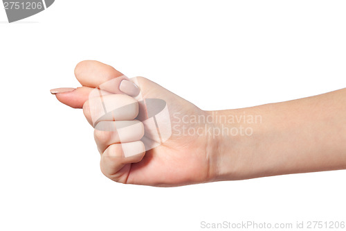 Image of Hand is showing a fig sign isolated on white