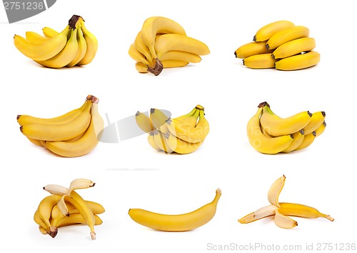 Image of Set of  bunch of bananas isolated