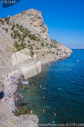 Image of Summer view seacoast. Sudak beach. Black Sea, Ukraine