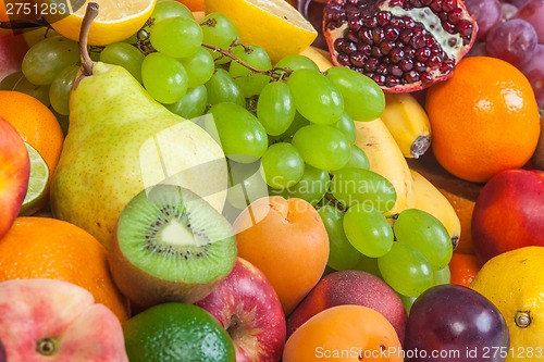 Image of Huge group of fresh fruits isolated on a white background.