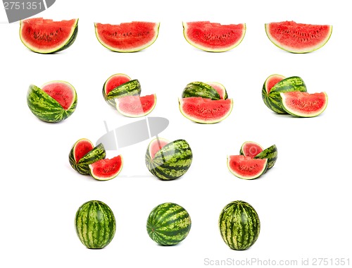 Image of set of Watermelons isolated on white