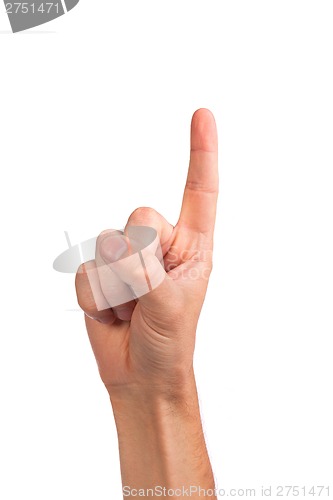 Image of Man index finger on a white background