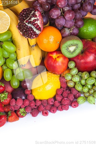 Image of Huge group of fresh fruits isolated on a white background.