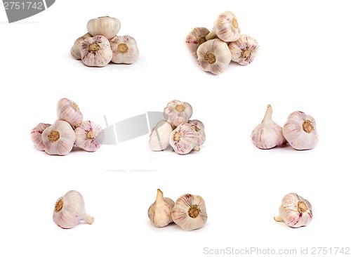 Image of set of garlics . A heads of garlics isolated