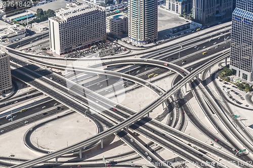 Image of Dubai downtown. East, United Arab Emirates architecture. Aerial 