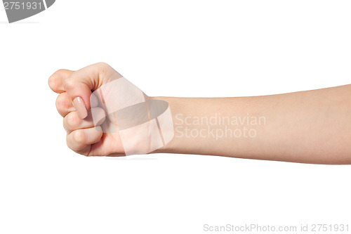 Image of Female hand with a clenched fist isolated
