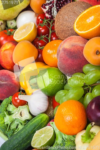 Image of Huge group of fresh vegetables and fruits