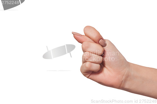 Image of Hand is showing a fig sign isolated on white