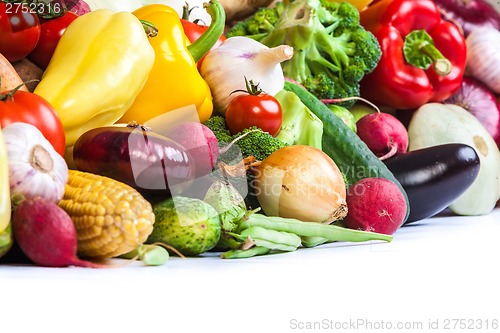 Image of Group of fresh vegetables isolated on a white background