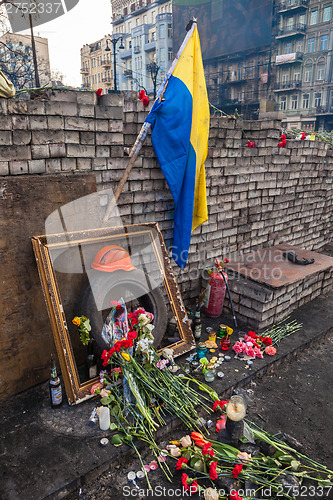 Image of Ukrainian revolution, Euromaidan after an attack by government f