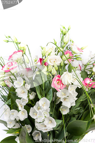Image of spring flowers background on white background