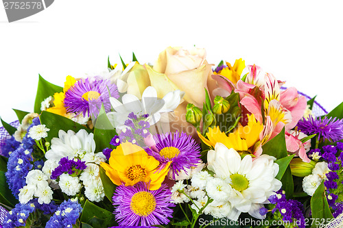 Image of spring flowers background on white background