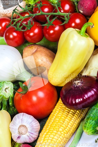 Image of Group of fresh vegetables isolated on a white background