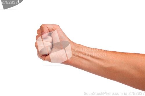 Image of Males hand with a clenched fist isolated