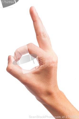 Image of Hand  is showing OK sign isolated on white