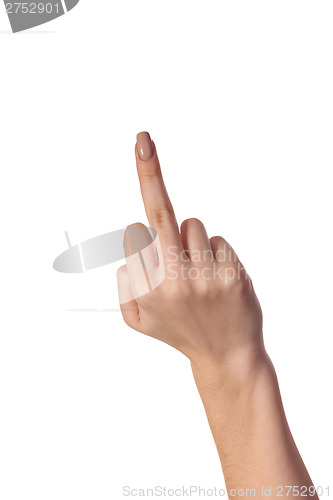 Image of Hand is showing a fig sign isolated on white