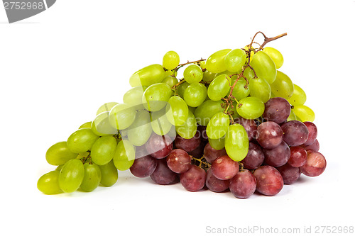 Image of Bunch of White and Red Grapes laying isolated