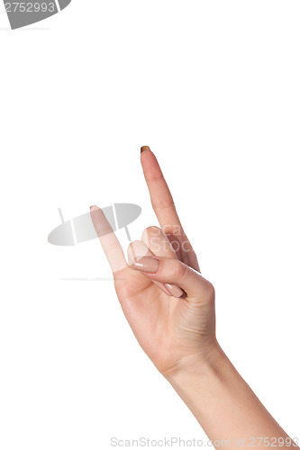 Image of A woman's hand giving the Rock and Roll sign