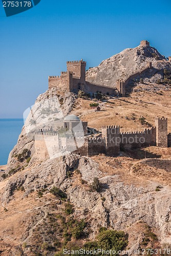 Image of Ruins of The Genoa Fortress in Sudak, Crimea. Black Sea, Ukraine