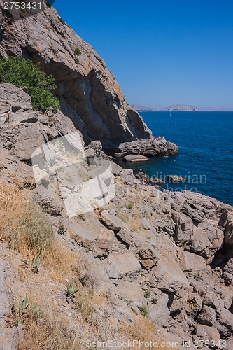 Image of Summer view seacoast. Sudak beach. Black Sea, Ukraine