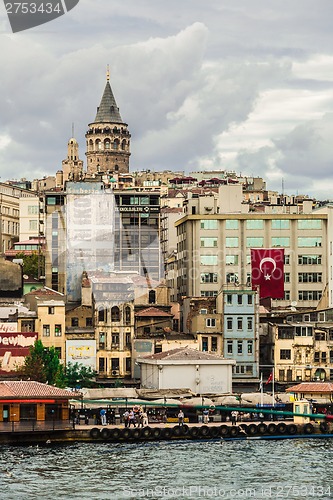 Image of Cityscape with Galata Tower over the Golden Horn in Istanbul, Tu