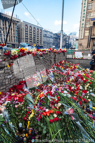 Image of Ukrainian revolution, Euromaidan after an attack by government f