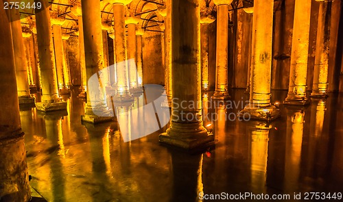 Image of Underground Basilica Cistern (Yerebatan Sarnici) in Istanbul, Tu