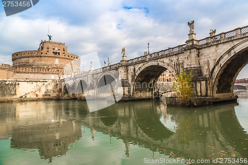 Image of Sant Angelo Castle and Bridge in Rome, Italia.