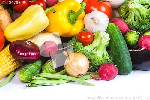 Image of Group of fresh vegetables isolated on a white background