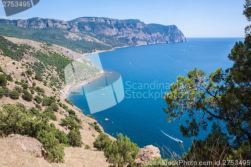 Image of Summer view seacoast. Sudak beach. Black Sea, Ukraine