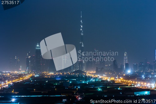 Image of Dubai panorama and Burj Khalifa is currently the tallest buildin