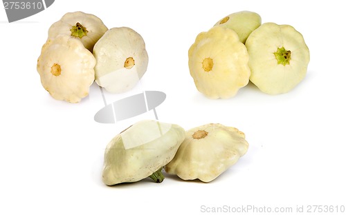 Image of set of White Pattypan Squashes isolated on white