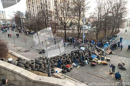 Image of Ukrainian revolution, Euromaidan after an attack by government f