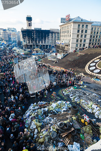 Image of Ukrainian revolution, Euromaidan after an attack by government f