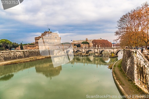 Image of Sant Angelo Castle and Bridge in Rome, Italia.