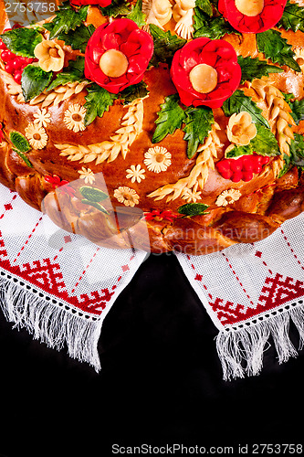 Image of Ukrainian festive bakery Holiday Bread on black